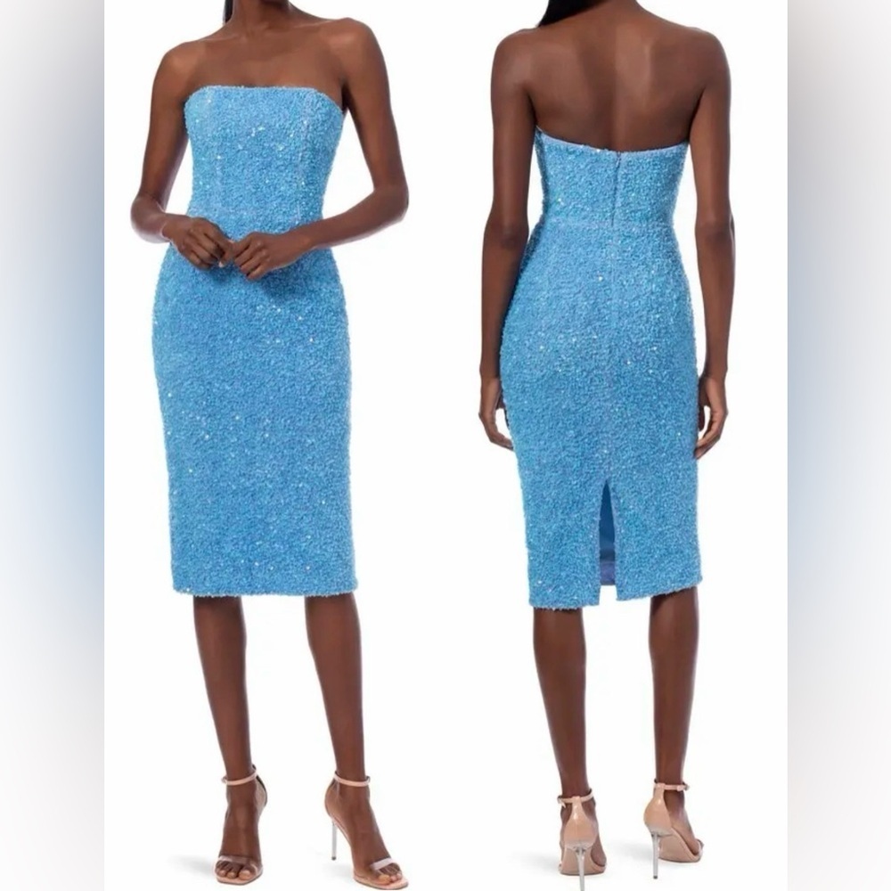 New Helsi Cindy Sequin Strapless Bright baby Blue Dress sz XL